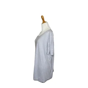 We The Free People Puff Sleeve Top Baby Blue Linen Beach Boho Pastel Sz Medium thumbnail 2