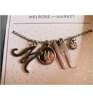 Nordstrom’s Melrose And Market Initial Charm Pendant Necklace, Silver, “M”, NEW thumbnail 4