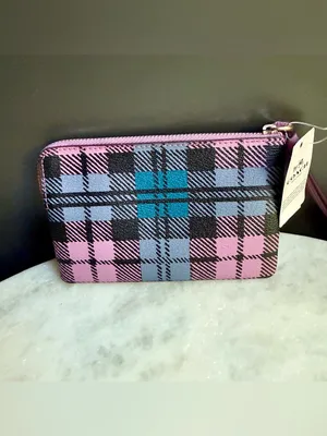 Coach Corner Zip Wristlet in Wild Plaid Print (F23632) - NWT thumbnail 3