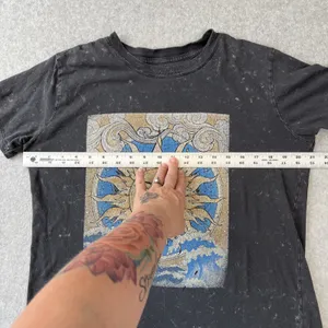 Vintage Y2K Mystic Sun‎ Shirt Gypsy Waves Retro Clouds Black Grey Medium Read! thumbnail 5