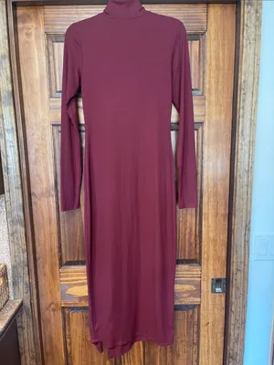 AFRM BurgundyJOYCE Ribbed Turtleneck Long Sleeve Midi Dress thumbnail 4