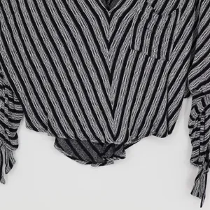 Free People‎ Morning Black White Stripe Small V Neck Dolman Tie Sleeve Top Boho thumbnail 3