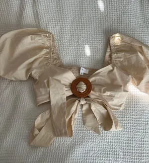 cropped tie up top Tan thumbnail 1