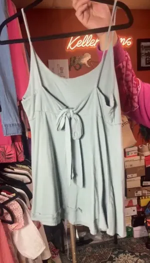 Altar'd State Light Blue/green Spaghetti Strap Tie-back Women's Tank Top thumbnail 1