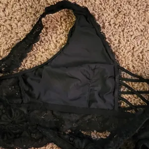 Victoria's Secret lace bralette black strappy front medium thumbnail 6