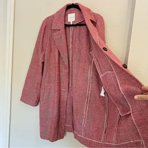 Anthropologie Avec Les Filles Red Houndstooth Plaid Longline Blazer NEW Size XL thumbnail 10