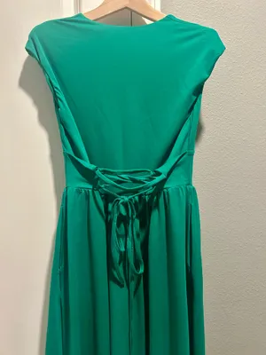 OYS Women's Deep V Neck Cap Sleeve Pleated Swing A Line Midi Dress thumbnail 6