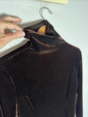 Vintage Moda Brown Velvet Long Sleeve Maxi Dress Chic 70s Mod Classic Goth Fall thumbnail 4