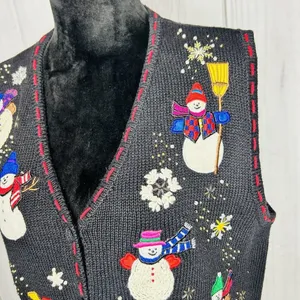 Designers Originals Studio Christmas Sweater Vest Size S Snowman Vintage thumbnail 4