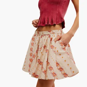 NWT Free People Gaia Floral Cotton Miniskirt Small, IVORY COMBO thumbnail 5