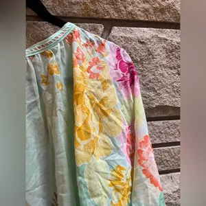 Anthropologie Farm Rio Basel Peasant Top Blue Medium thumbnail 8