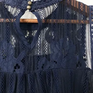 Altar’d State Blue & Black Lace Sleeveless Blouse thumbnail 9