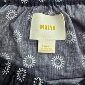 Maeve Anthropologie Navy‎ Blue Sunburst Print Off the Shoulder Cotton Blouse S thumbnail 4