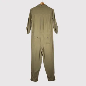 Sundance Womens Jumpsuit Green Wayside Roll Tab Sleeve Waist Tie Utility XS thumbnail 3