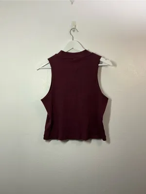 Old Navy Ribbed Mock Neck Tank Top Burgundy Size XL thumbnail 2