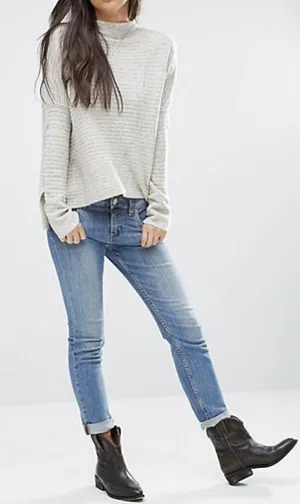 Free People‎ Cream Arctic Fox Mock Neck Zip Back Oversized Wool Blend Sweater S thumbnail 1