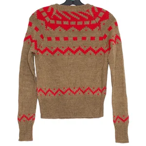 Cremieux Sweater Alpaca Fair Isle Nordic Cottage Preppy Cabin Cozy Brown Red XS thumbnail 2