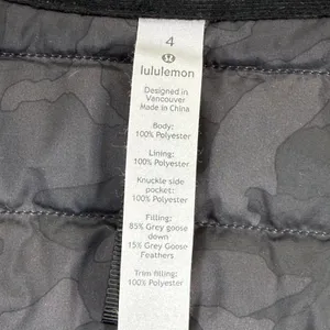Lululemon Pack It Down Jacket Heritage 365‎ Camo Deep Coal Multi Black Size 4 thumbnail 2