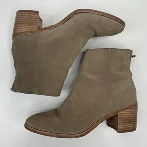 Madewell Size 7 Bootie Pauline Beige Taupe Leather Ankle Boot Stacked Block Heel thumbnail 3