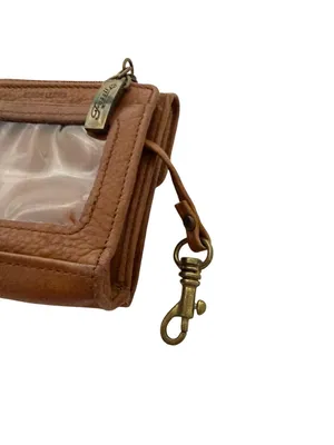 Fossil Tan Leather Trifold Wallet Keychain Clip Snap Cardholder One Size Women's thumbnail 7