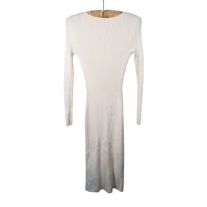 Abercrombie & Fitch O-Ring Cutout Midi Dress Womens XS White Quiet Luxury Fall thumbnail 3