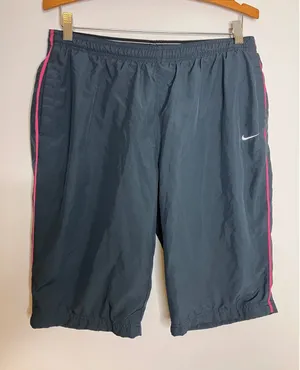 Nike Performance Shorts Women L Gray Excellent Pink Trim Mesh Lined Pockets Y2K thumbnail 1
