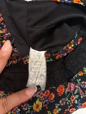 Papaya Floral Black Lace Trim Cami Crop Top Womens Small thumbnail 10