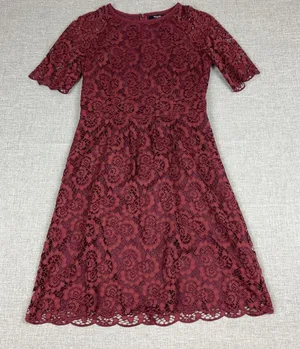 Madewell Dress Womens 2 Red Lace Fit & Flare Half Sleeve Lined Knee Length Party thumbnail 1