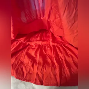 Judith march tiered maxi dress in rust/orange color spaghetti straps. Size L. thumbnail 5