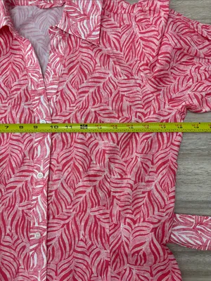 J. McLaughlin Short Sleeve Button Front Midi Dress Women Size XS Pink White thumbnail 5