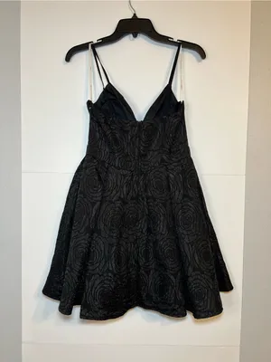 Lulus Loving is Easy Black Jacquard Pleated Skater Black‎ Mini Dress size small thumbnail 5