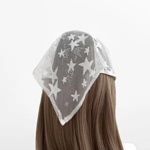 Handmade White Star Mesh Sheer Triangle Headband thumbnail 2