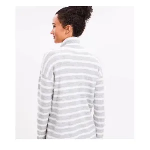 $75 LOFT - tunic style turtleneck sweater, gray and cream striped M thumbnail 3