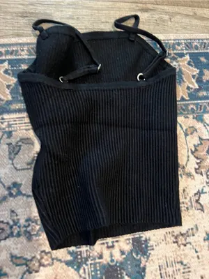 Abercrombie black Ribbed Spaghetti-Strap Crop Top thumbnail 8