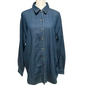 Vintage 1996 Eagles Eye Women’s Size L Denim Jean Shirt Interchangeable Collars thumbnail 1