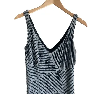 Nicole Miller Mini‎ Dress Women M Gray Black Ripple Bodycon Rave Y2K Retro Club thumbnail 11