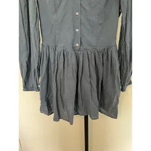 Zara Bib Oversized Collar Blue Mini Dress Cottage Core Preppy Size Medium thumbnail 8
