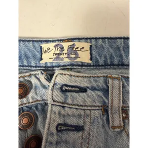 Free People We‎ The Free Distressed Denim Mini Skirt Light Wash Button Fly 26 thumbnail 4