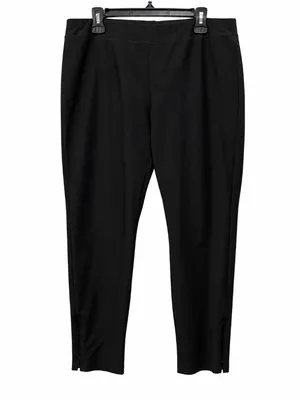 Eileen Fisher Black Washable Stretch Crepe Pants with Ankle Zippers Size L thumbnail 2