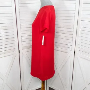 Lucy Love Short Sleeve Tunic Mini Shift Shirt‎ Dress Red XS XSmall thumbnail 2