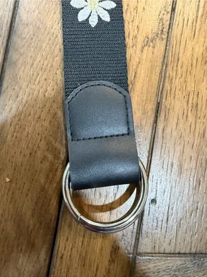 Target Black Daisy Webbing Belt with White Flowers X-Small thumbnail 2