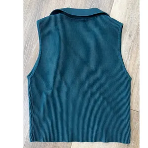 House Of Harlow 1960 Knit Polo Tank Medium Teal Ribbed Sleeveless thumbnail 6