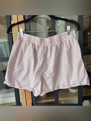 Striped boxer shorts bow sewn on patch dusty pink parke daily drills high rise thumbnail 4