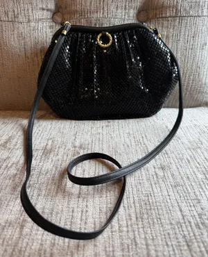 Whiting & Davis Black Enamel Mesh Evening Bag thumbnail 1