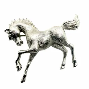 Vintage Monet Silver Tone Prancing Horse Equestrian Brooch thumbnail 4