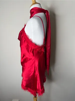 Zara Red Satin Neck Wrap Lace CamisoleTop NWT S thumbnail 8