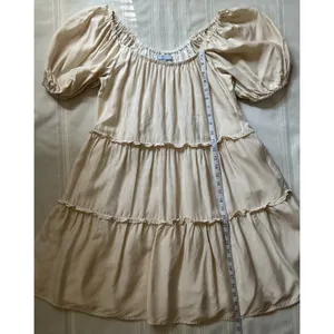 Antonio Melani Taylynn Off Shoulder Tiered Mini Dress Yellow Size M Boho Style thumbnail 9