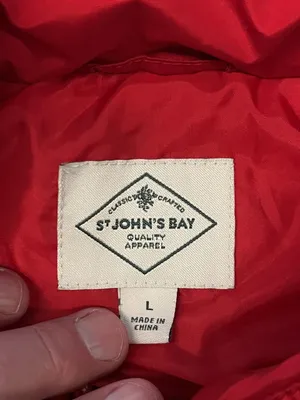 St Johns Bay Vest Womens Large Red Quilted Puffer Lightweight Zip Front Pockets thumbnail 5
