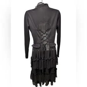 Hot Topic Black Sweetheart Double-Breasted Tiered Ruffle Jacket S Steampunk Goth thumbnail 6