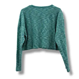 Aritzia Sunday Best Blue Green Space Dye Long Sleeve Cropped Top‎ Sz L thumbnail 2
